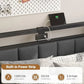 ELENA Modern Twin Size Corner Bed Frame with LED Lights, Charging Station, and Storage Drawers