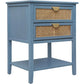 EVELYNN Modern Blue Rattan Nightstand Set - 2-Drawer Side Table 18'' Wide