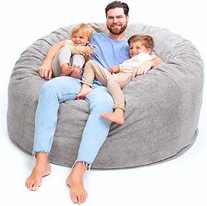 DANIELLA Sackura 6FT Suede Bean Bag Loveseat – Oversized Lounge Sofa Style | 63'' W