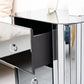 VIVIANA Modern Glass Bedside Table with 2 Drawers and Metal Frame – 19.69"W