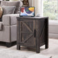 CAMILLA Rustic Farmhouse Barn Door Nightstand with Charging Station - 18'' Wide