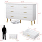 ANTONELLA Modern LED White Dresser – 6 Drawer Chest with Gold Handles – 47.2''