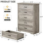 KATHERINE Rustic Grey 5-Drawer Chest - Wooden Bedroom Dresser 31.5''