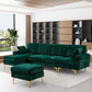 RYKER Modern Velvet U-Shaped Sectional Sofa with Chaise & Ottoman – Sectional Couch – 114.17" W
