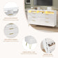 LOLA Modern High Gloss LED Dresser – 6 Drawer Chest with Gold Legs & Open Storage | 55.1'' W
