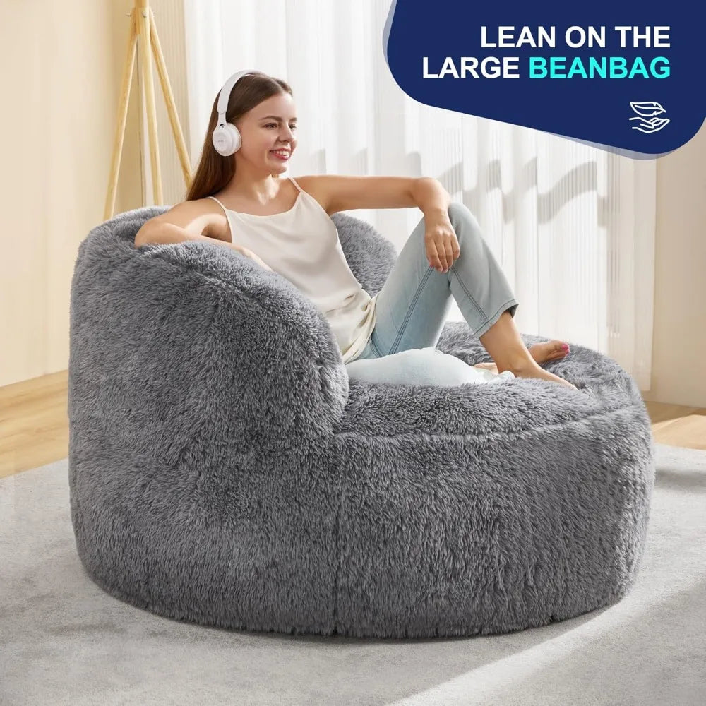 KIRA Modern Faux Fur Bean Bag Chair – Lounge Sofa Style | 39.6'' W