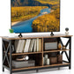 TV Stand for TVs up to 55 Inches, 47" Farmhouse Entertainment Center with 4 Open Shelves & Built-in Cable Holes
