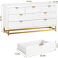 EVANGELINE Modern Geometric 7-Drawer Dresser - 53.5" Wide Storage Chest with Gold Metal Legs