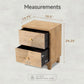 SYDNEY Mid Century Wooden Bedside Table with Handcrafted Ring Pattern, 2-Drawer