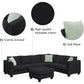BAILEY Modern Minimalist U-Shaped Fabric Sectional Sofa – Living Room Couch, 112"W