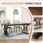EMILY Rustic Farmhouse Rectangular Dining Table - 70.8" W