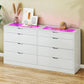 DAKOTA Modern LED Bedroom Dresser – 6 Drawer Storage Chest with Open Shelf & RGB Lights | 49'' W