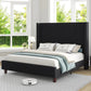 ELLA Modern 61" Corduroy Upholstered Platform Bed Frame with Wingback Headboard, No Box Spring Needed