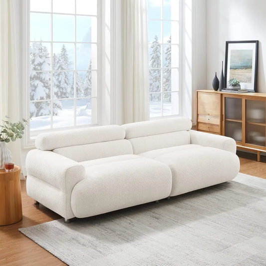 AUBREY Mid-Century Modern Boucle Cloud Loveseat Sofa – Deep Seat Couch - 89"
