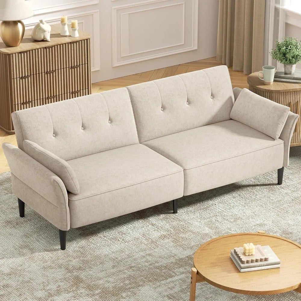 ABIGAIL Modern Convertible Sleeper Sofa, Adjustable Backrest & Armrests - 89"