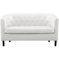 AUDREY Barrel Loveseat Sofa – Modern Faux Leather, Button Tufted - 49"