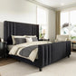 ABIGAIL Modern Velvet Upholstered Platform Bed with Vertical Channel Tufted Headboard