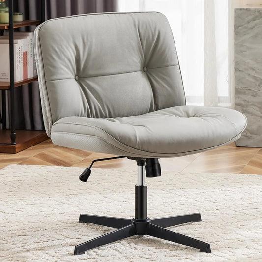LESTE Cross Legged Armless Office Chair – Adjustable Height Swivel Desk Chair – 26.4" W