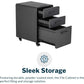 CHARLES Modern Charcoal Grey Mobile Filing Cabinet -3-Drawer Lockable Metal – 15.75" W