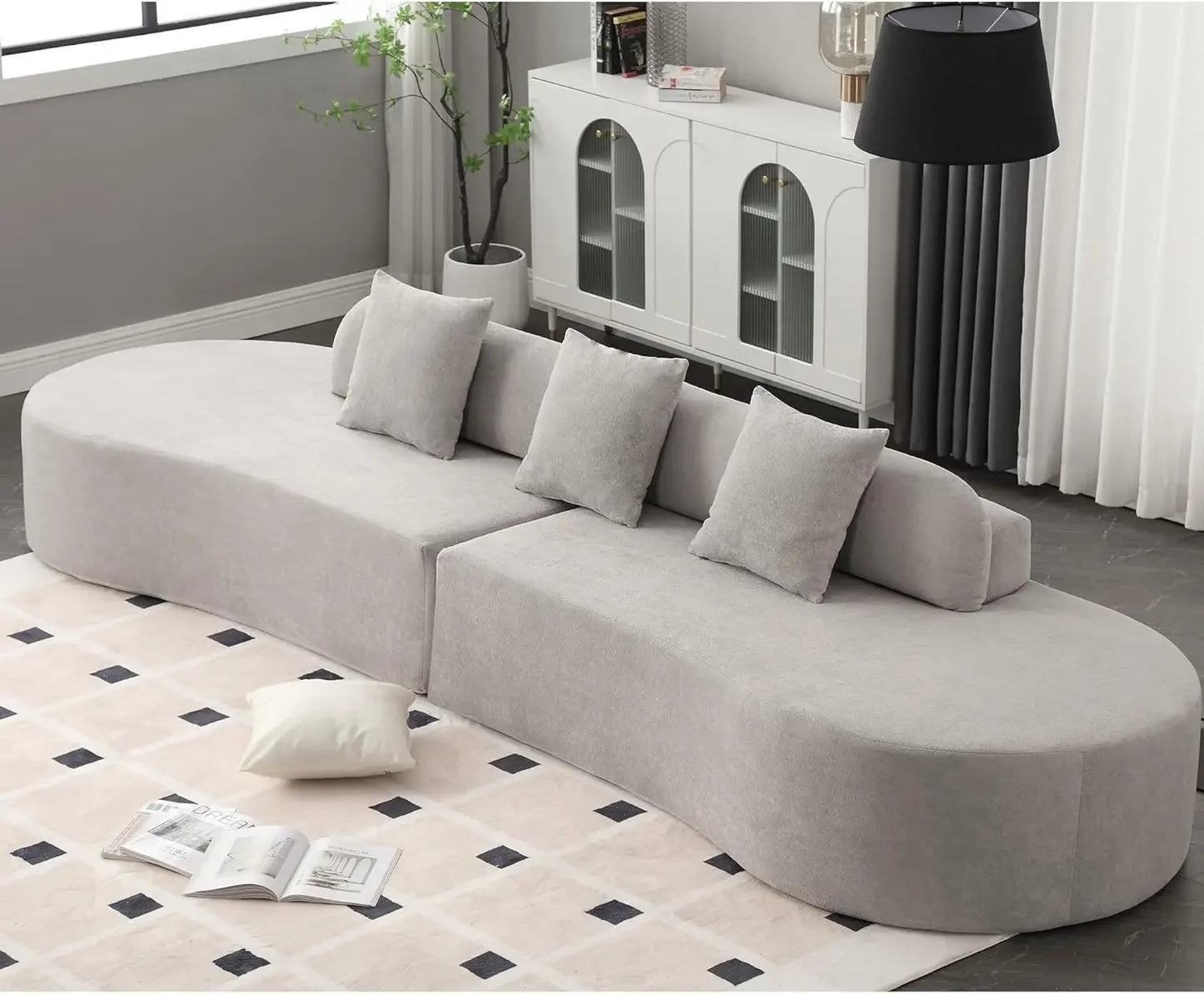 TYLER Modern Minimalist Modular Sectional Sofa, Curved 4-Seater - 130.05"