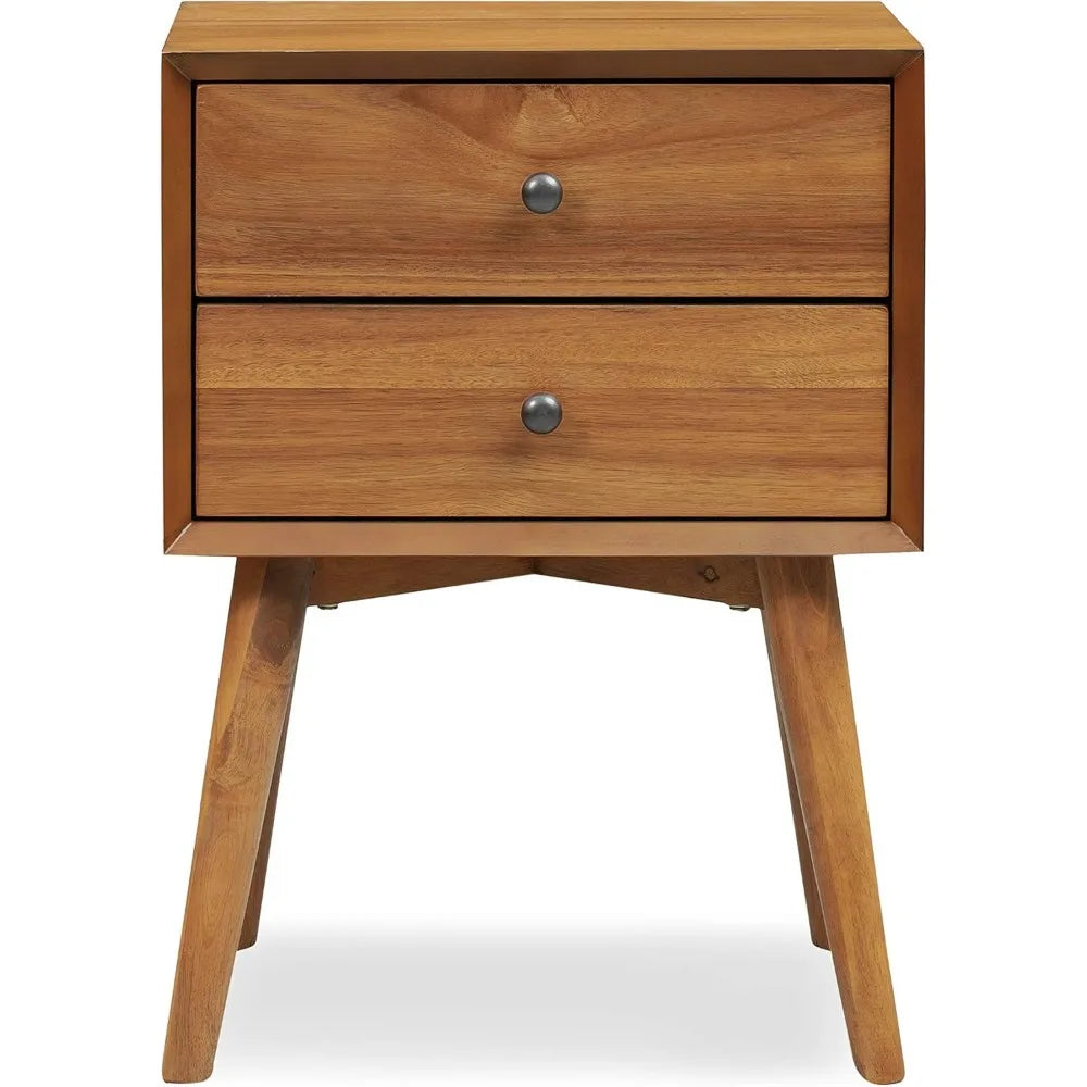 RAYA Mid-Century Modern Wooden Nightstand - 17.5'' Wide