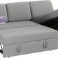 SEBASTIAN Modern Sectional Sofa with Chaise, USB, Pull-Out Bed & Storage - 80.5"