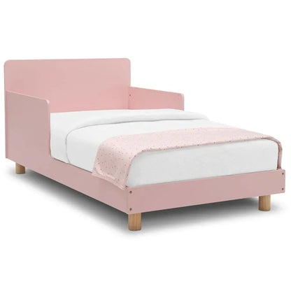 ARYA Modern Wood Toddler Bed - Blush Pink & Natural Wood 53"