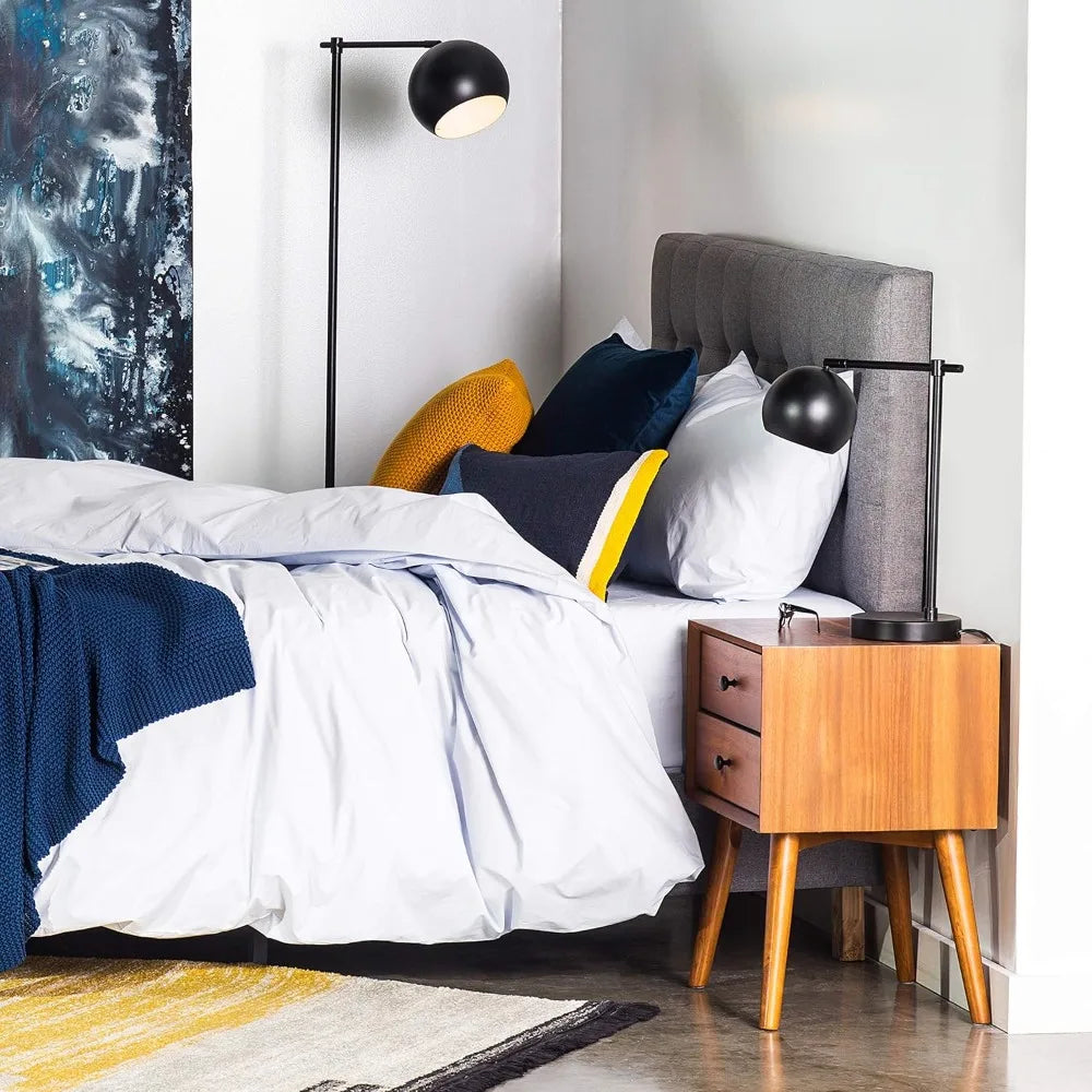 RAYA Mid-Century Modern Wooden Nightstand - 17.5'' Wide