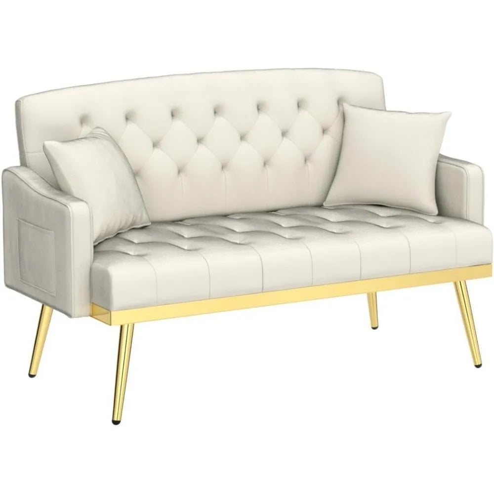 OWEN Velvet Upholstered Loveseat Sofa – Modern Small Couch - 55.5"