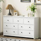 BRYNLEE Modern Minimalist 55'' Wide 7-Drawer Wood Dresser with Gold Handles
