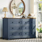KAMILA Vintage Farmhouse 6-Drawer Wood Dresser - 54'' Wide