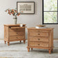 ESME Rustic Wood Bedside Table with Charging Station & Pull-Out Shelf - 27''