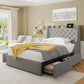 CHLOE Dark Gray Twin Bed Frame with 4 Storage Drawers & Fast Charging Ports - 1000mm Wide