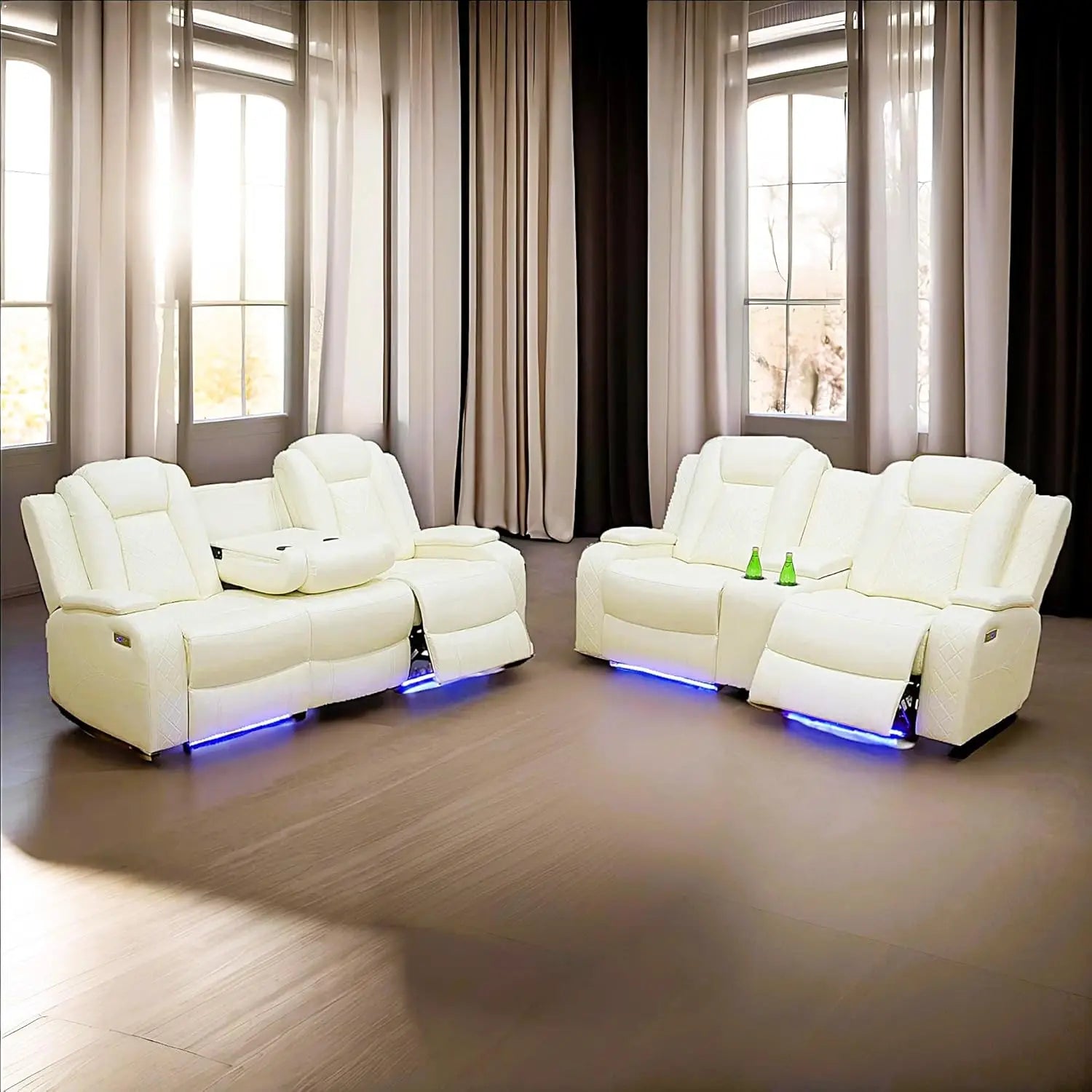 JACE Power Recliner Sectional Sofa with LED, USB Port & Cup Holder – 83.5" W