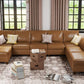 AVERY LuxOra Faux Leather U-Shaped Modular Sectional Sofa | Convertible Sleeper with Storage Ottomans – 118.2″ W