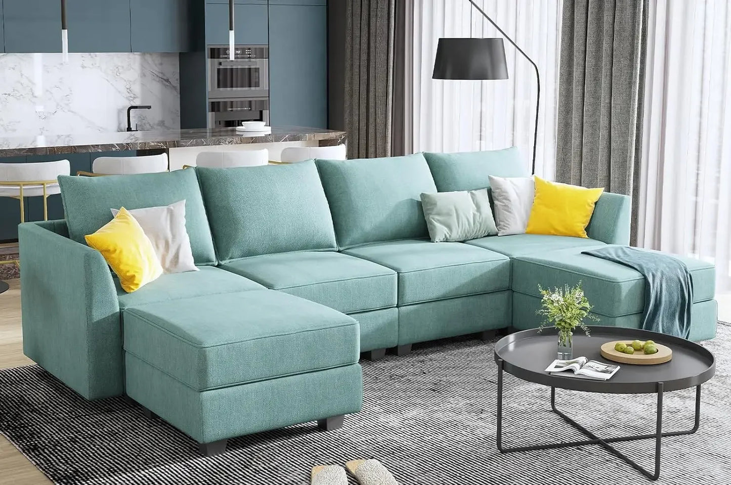 SCARLETT Convertible Modular Sectional Sofa, U-Shaped Design - 112.21"