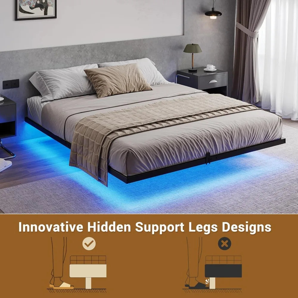 SADIE Modern Floating Platform Bed Frame with Smart LED Lights – 54'' Wide