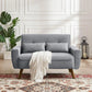 MASON Mid Century Modern 2 Seat Loveseat Sofa, Tufted Linen Couch with Throw Pillows - 48"