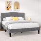 SOFIA Modern Velvet Upholstered Platform Bed Frame with Rivet Headboard