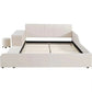 AURORA Modern Queen Size Upholstered Bed with Bedside Desk & Stool, Velvet Grounded Frame 73"