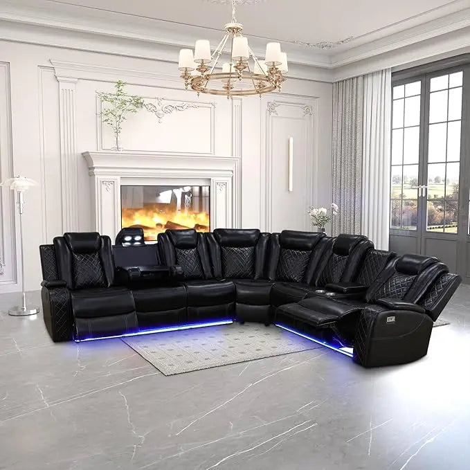 HUDSON Minimalist Modern Power Reclining Sectional Sofa - 79" W