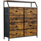 BLAIR Rustic Industrial 8-Drawer Tall Dresser - 37.6" Wide Storage Chest