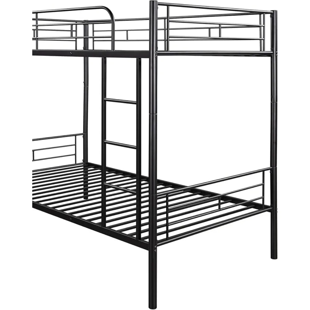 Miller Modern Metal Twin Over Twin Bunk Bed Frame 39.4" Wide with Trundle and Ladders