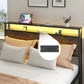 EVERLY Modern Rustic LED Bed Frame with Storage Drawers & Charging Station - 60.2''