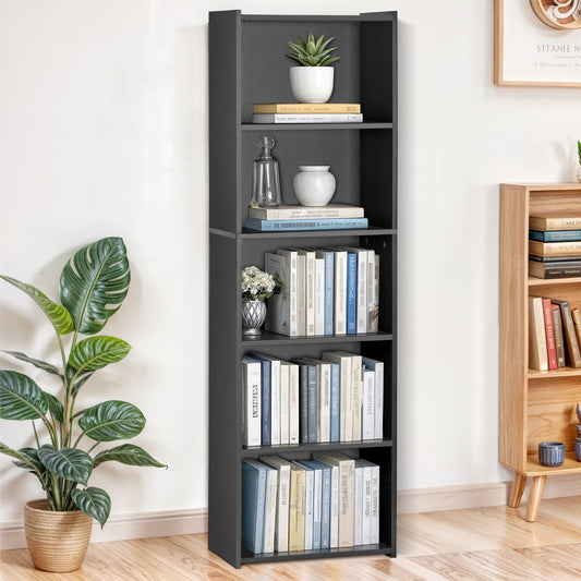 5-Tier Reversible Open Shelf Bookcase Bookcase Bookshelf Storage Home Black