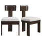 Gray upholstered dining chair set of 2 with dark brown legs