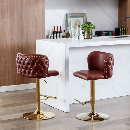 A&A Furniture Swivel Barstools – Modern PU Upholstered, Adjustable Height, 16" W