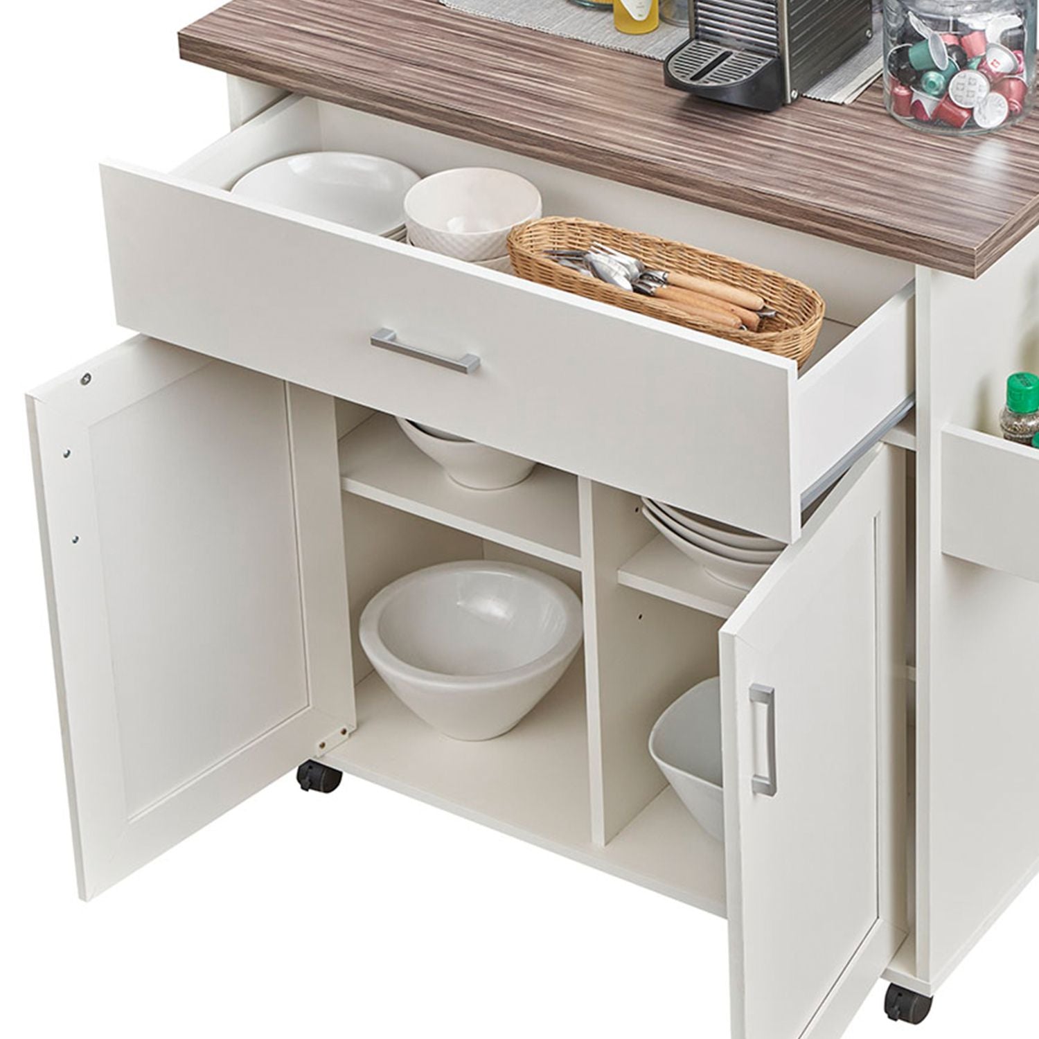 Techni Home deluxe kitchen island cart with water-resistant top