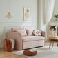 Chenille Fabric Pull-Out Sleeper Loveseat Sofa in Yellow