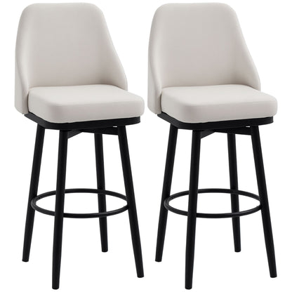 cream white bar stools set of 2 with swivel seat and steel legs